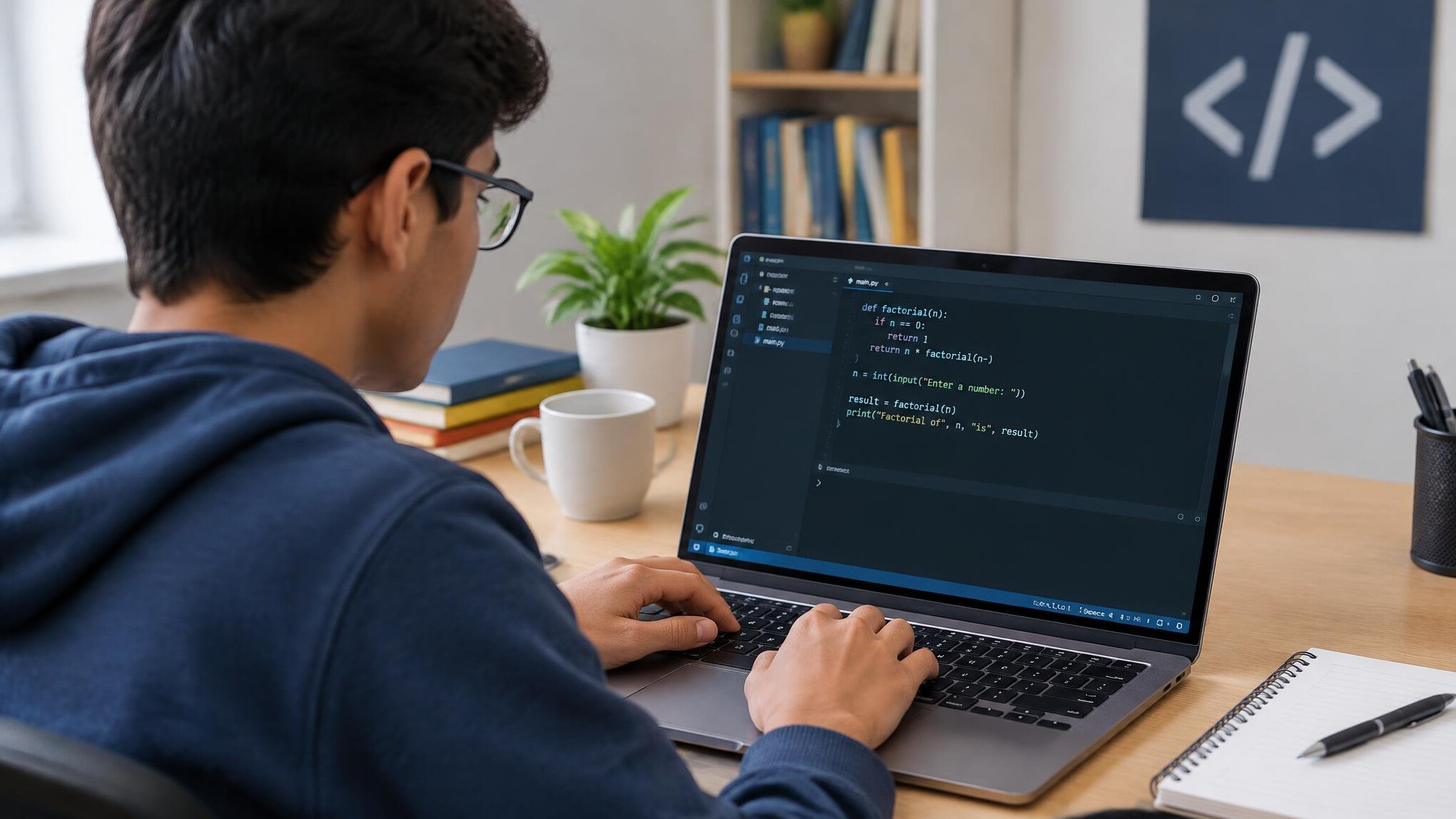 person learning programming on laptop