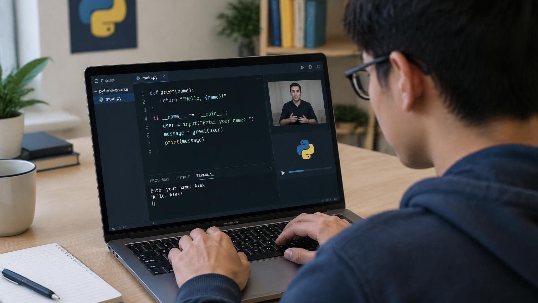 python code example on screen