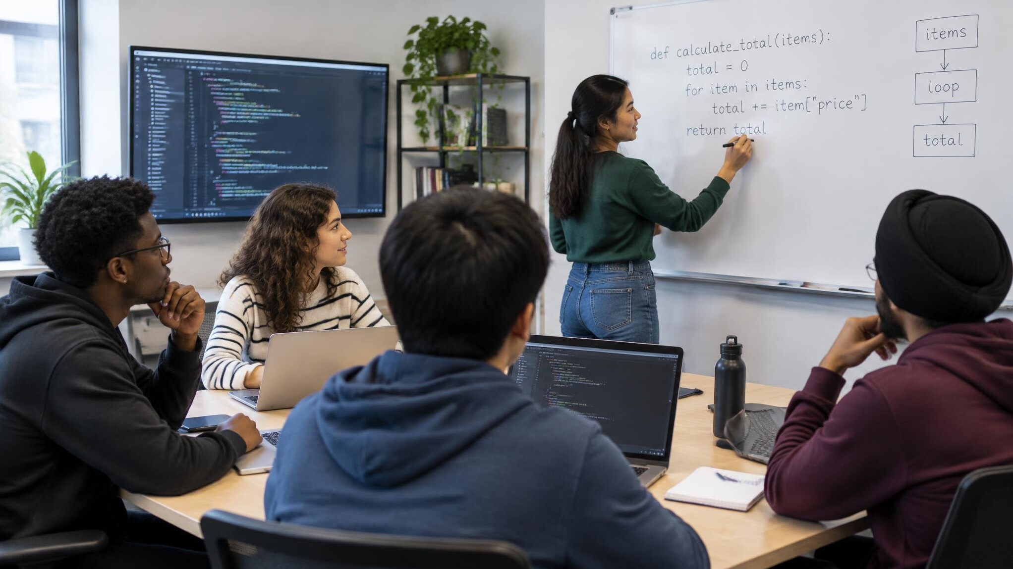 group of students in coding workshop