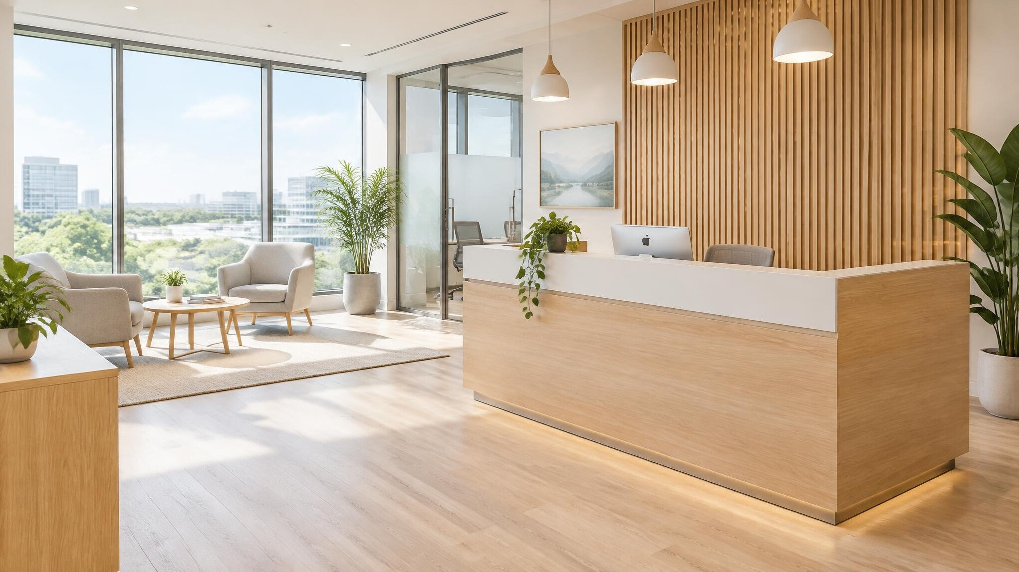 Modern bright office reception area